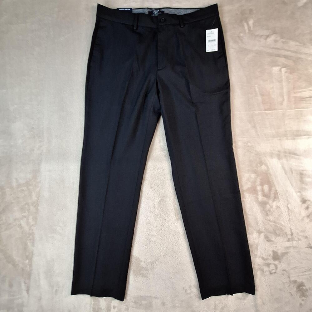 Chaps Dress Pants Mens 33x30 Black Slim Fit Flat Front Stretch Business Formal
